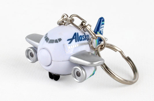 Alaska Airlines “New Livery” Airplane Keychain W/Light & Sound