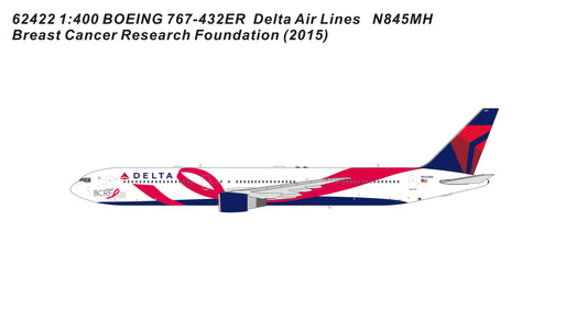Panda Models Delta Air Lines Boeing 767-432ER N845MH (Breast Cancer Research Foundation 2015) Die-Cast 62422 1:400 Scale