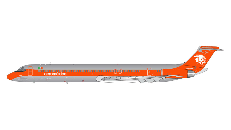 Aeromexico McDonnel Douglas MD-80 Polished with orange Cheat line N1003X Gemini Jets GJAMX1165 Scale 1:400