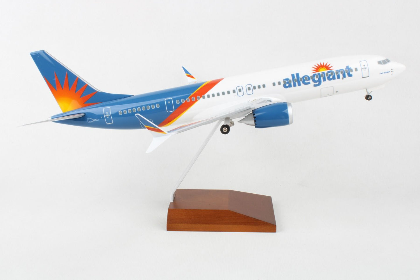 Skymarks Allegiant 737MAX8 W/Gear & Wood Stand 1:100 Scale