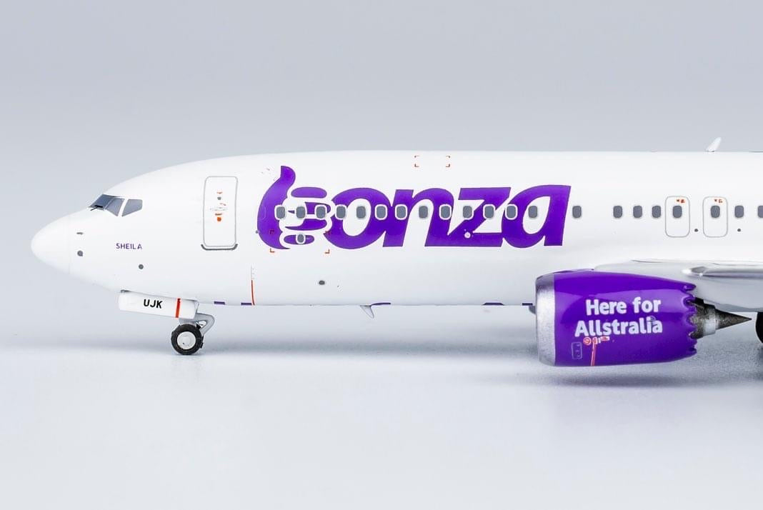 Bonza Airlines 737 MAX 8 named "Sheila" VH-UJK 88009 NG Models 1:400 Scale