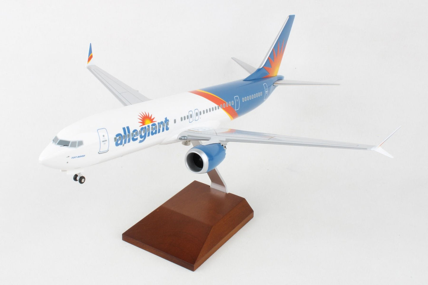 Skymarks Allegiant 737MAX8 W/Gear & Wood Stand 1:100 Scale