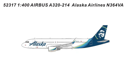 Panda Model Alaska Airbus A320-214 N364VA Die-Cast 52317 Scale 1:400