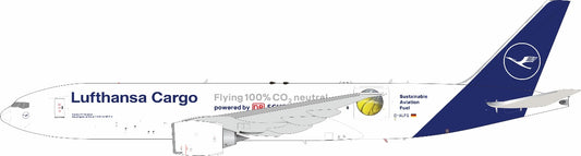 J-Fox Lufthansa Cargo "Sustainable Aviation Fuel" Boeing B777FBT D-ALFG JF-777-2-004 1:200 Scale